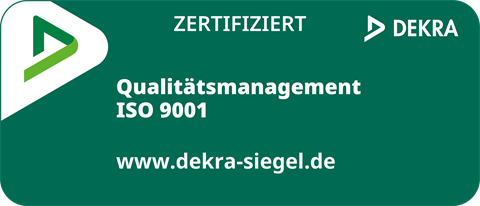 DEKRA-Siegel: Qualitätsmanagement ISO 9001 zertifiziert